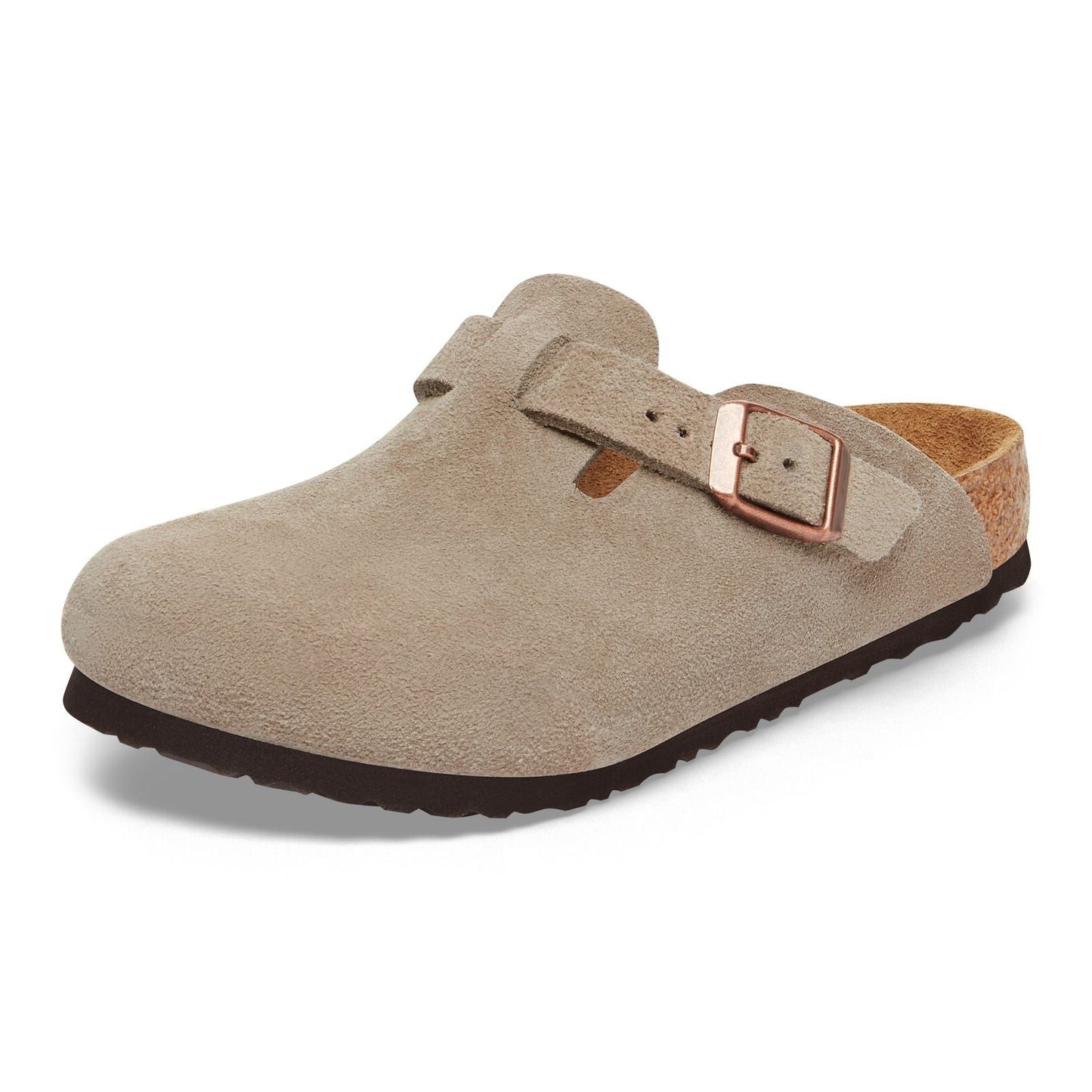 Closed-Toe cork slides | Kids | Suede | Taupe