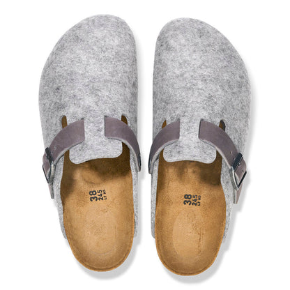 Closed-Toe cork slides | Wool | Light Gray