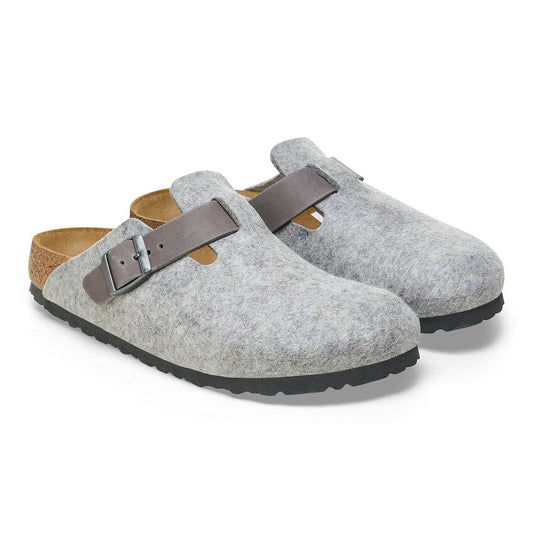 Closed-Toe cork slides | Wool | Light Gray