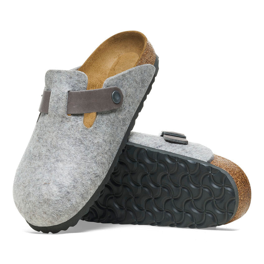 Closed-Toe cork slides | Wool | Light Gray