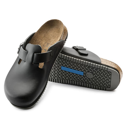 Closed-Toe cork slides Super Grip | Leather | Black