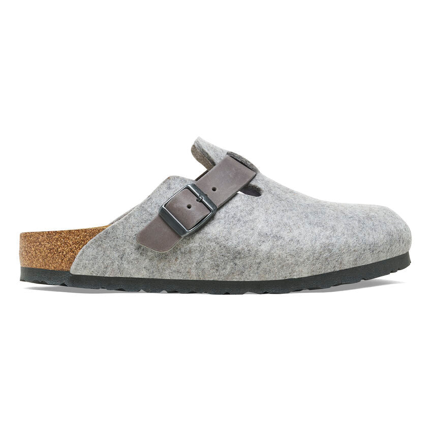 Closed-Toe cork slides | Wool | Light Gray