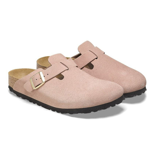 Closed-Toe cork slides | Suede | Light Rose