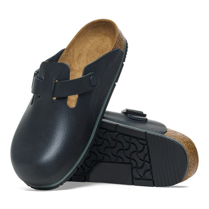 Closed-Toe cork slides Pro | Leather | Black