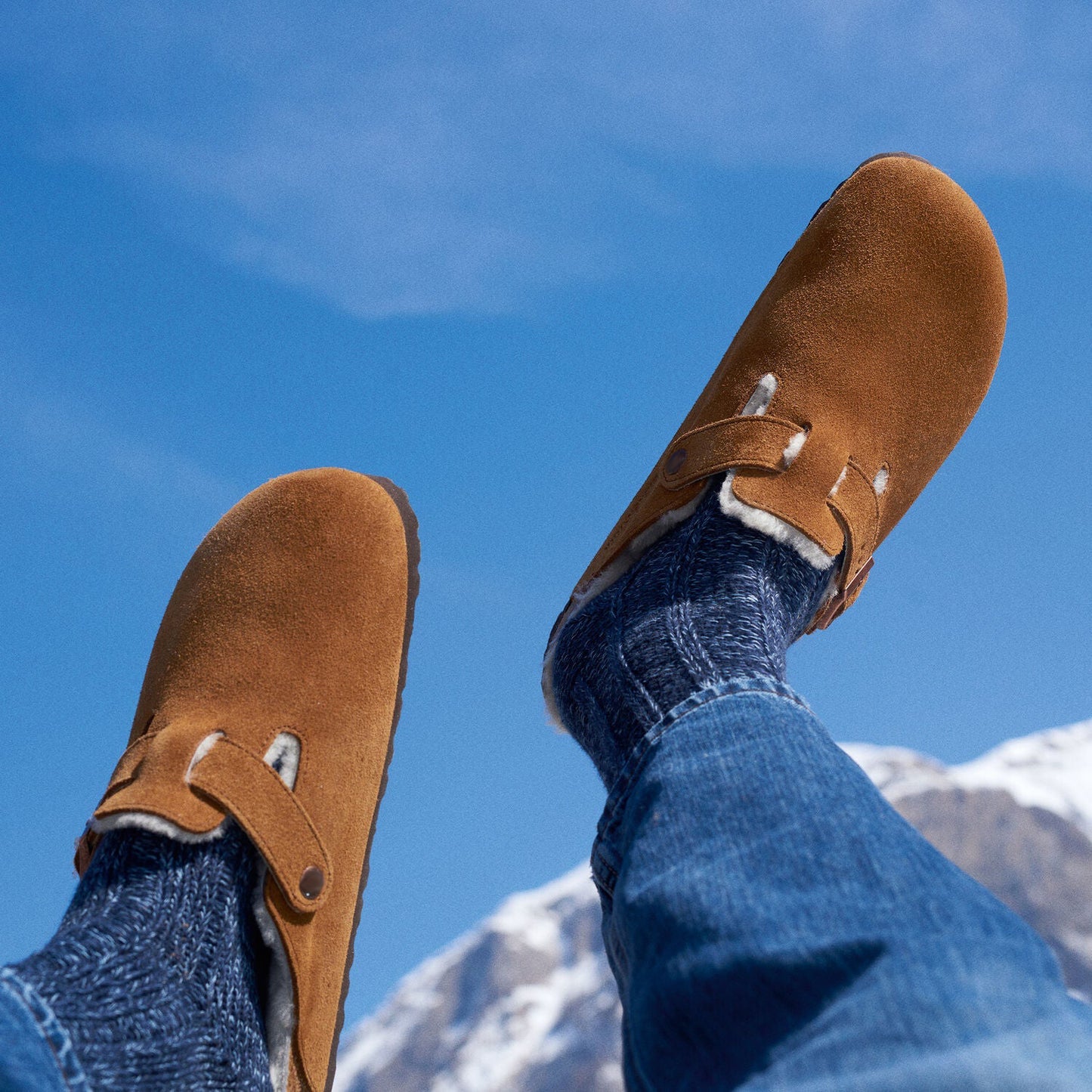 Closed-Toe cork slides Shearling | Suede | Mink