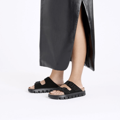 Two-Strap comfort Chunky | Suede | Black/Black