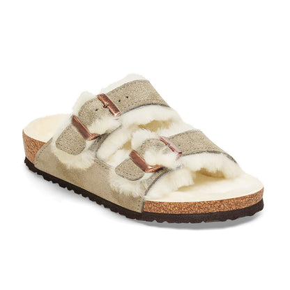 Two-Strap comfort Shearling | Kids | Suede | Taupe