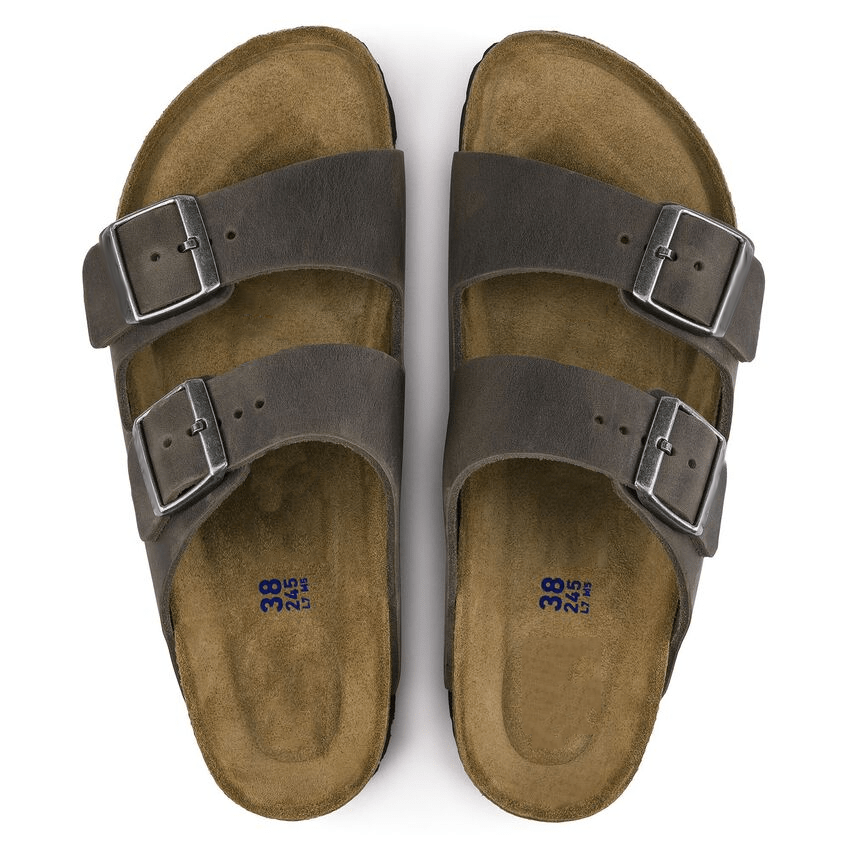 Two-Strap comfort | Soft Footbed | Oiled Leather | Iron