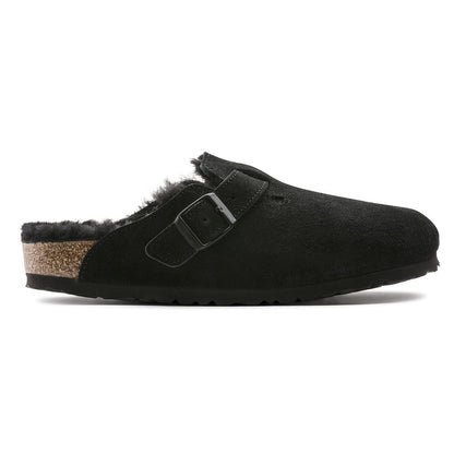 Closed-Toe cork slides Shearling | Suede | Black