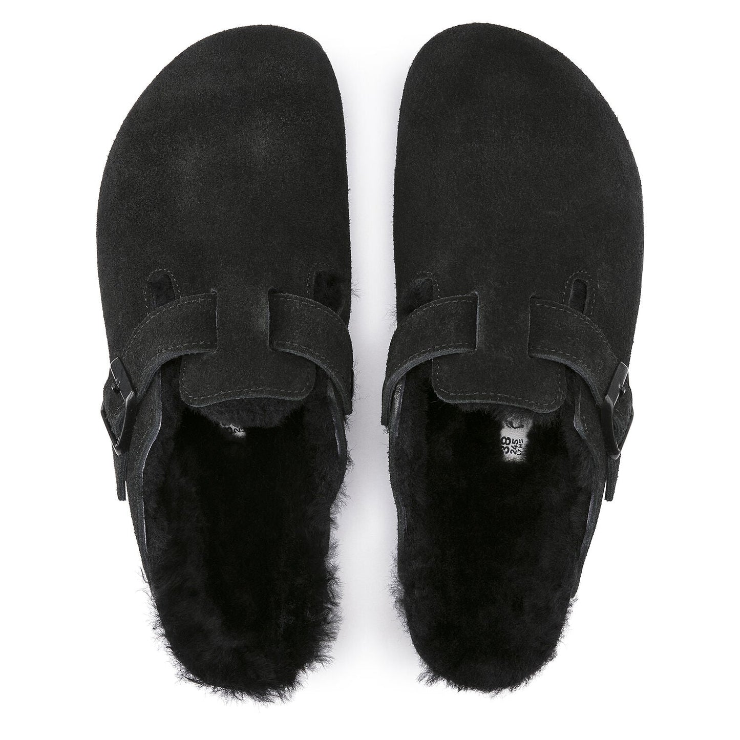 Closed-Toe cork slides Shearling | Suede | Black