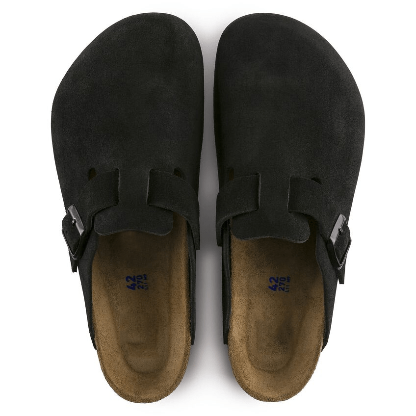 Closed-Toe cork slides | Soft Footbed | Suede | Black