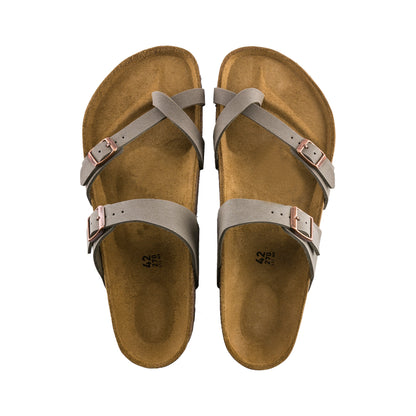 Stone-colored Sandals With Cross Straps